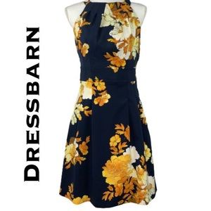 Dress Barn Navy and Gold Floral Dress